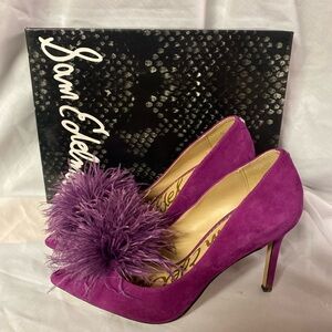 Sam Edelman Fuchsia Feathered Heels
